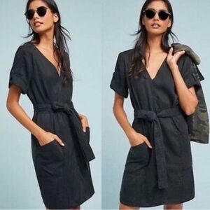 Pilcro and the Letterpress Black Belted Shift Mini Dress Size Medium